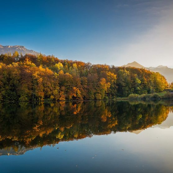 Traumhafte Abendstimmung am Burgseeli in Ringgenberg